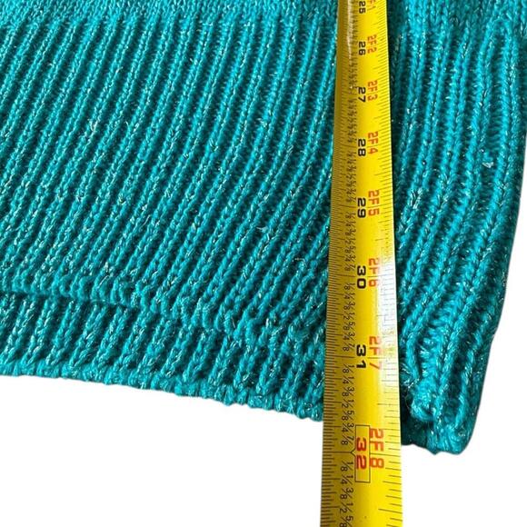 Bonnie Boerer Peacock Appliqué Sweater – Metallic Teal – M - Picture 8 of 8